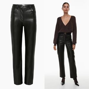 Wilfred • Aritzia The Melina Pant high waisted vegan leather straight leg black
